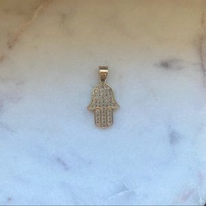 14K Gold Hamsa Hand Pendant